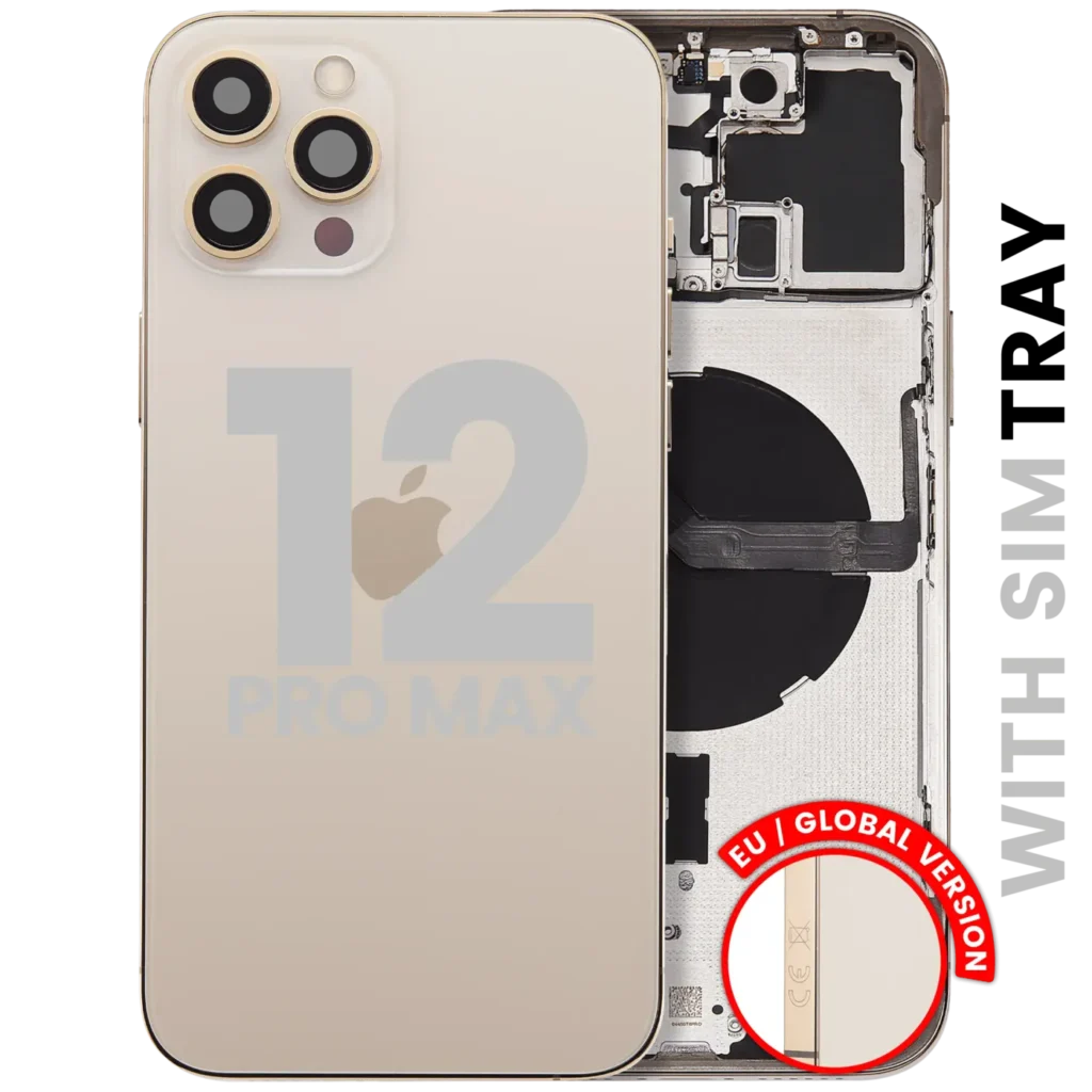 Back Housing W/ Small Parts For iPhone 12 Pro Max (EU / Global Version) (Used OEM Pull: Grade B) (Gold)