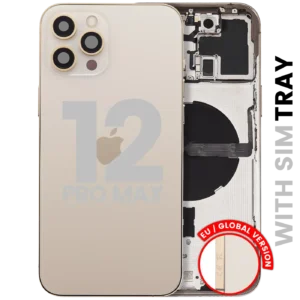 Back Housing W/ Small Parts For iPhone 12 Pro Max (EU / Global Version) (Used OEM Pull: Grade B) (Gold)