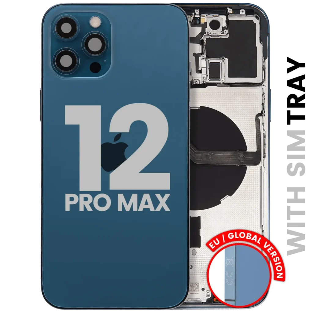 Back Housing W/ Small Parts For iPhone 12 Pro Max (EU / Global Version) (Used OEM Pull: Grade B) (Pacific Blue)