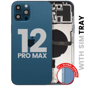Back Housing W/ Small Parts For iPhone 12 Pro Max (EU / Global Version) (Used OEM Pull: Grade B) (Pacific Blue)
