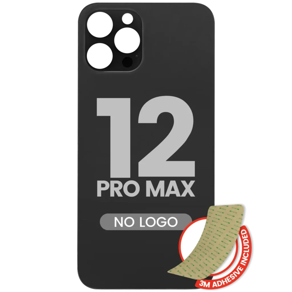 Back Glass With 3M Adhesive For iPhone 12 Pro Max (No Logo / Large Camera Hole) (Graphite)