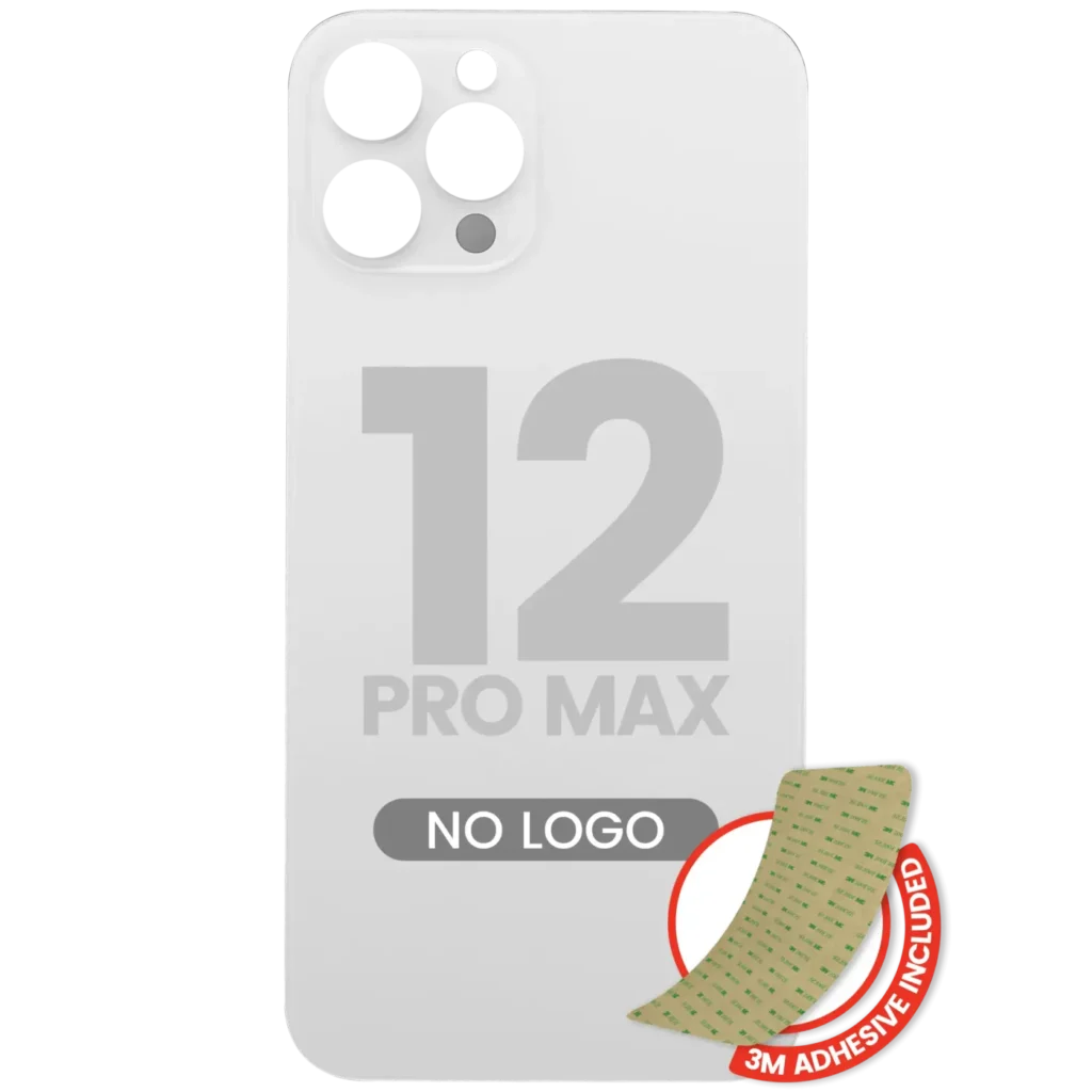 Back Glass With 3M Adhesive For iPhone 12 Pro Max (No Logo / Large Camera Hole) (Silver)