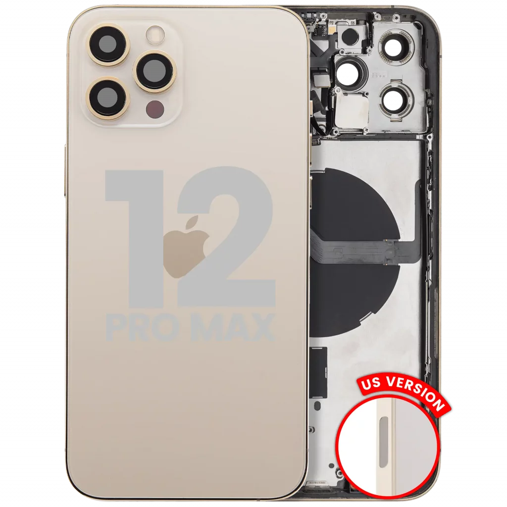 Back Housing W/ Small Parts For iPhone 12 Pro Max (US Version) (Used OEM Pull: Grade B) (Gold)