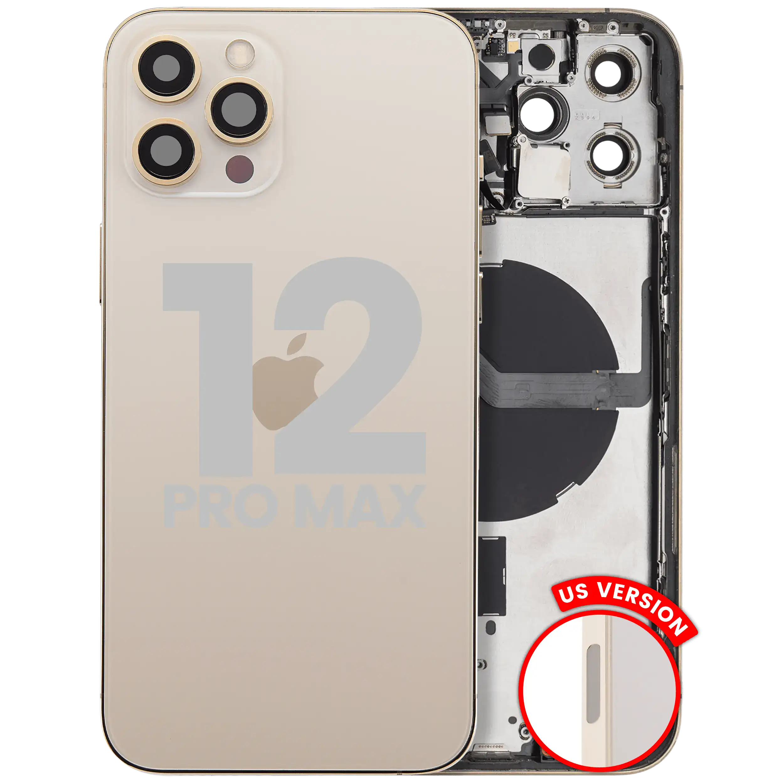 Back Housing W/ Small Parts For iPhone 12 Pro Max (US Version) (Used OEM Pull: Grade B) (Gold)