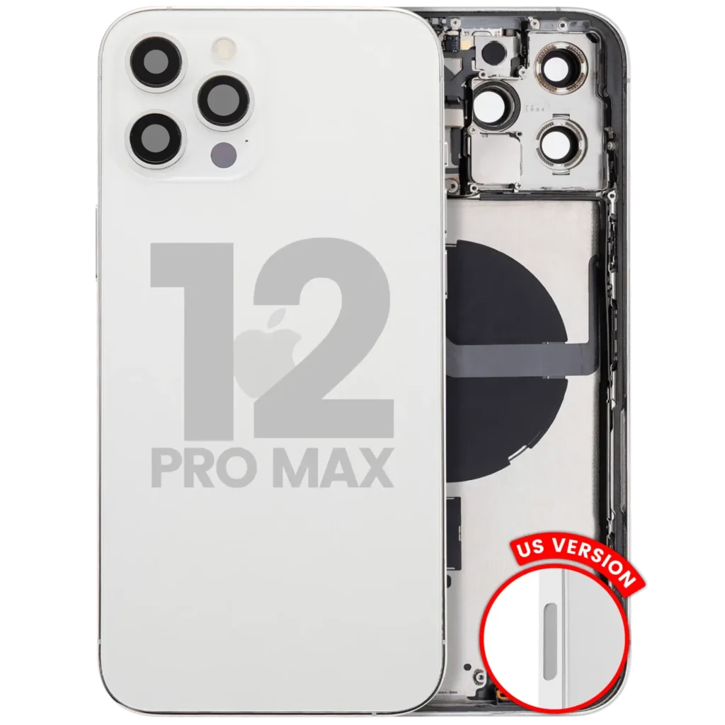 Back Housing W/ Small Parts For iPhone 12 Pro Max (US Version) (Used OEM Pull: Grade C) (Silver)