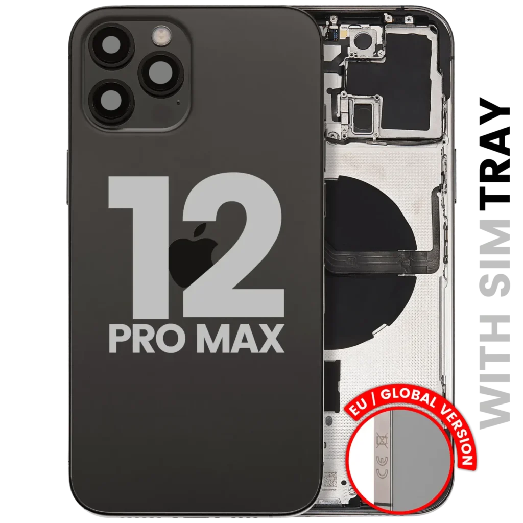 Back Housing W/ Small Parts For iPhone 12 Pro Max (EU / Global Version) (Used OEM Pull: Grade C) (Graphite)