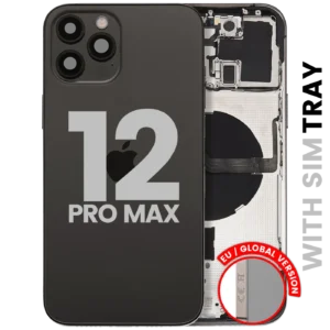 Back Housing W/ Small Parts For iPhone 12 Pro Max (EU / Global Version) (Used OEM Pull: Grade C) (Graphite)