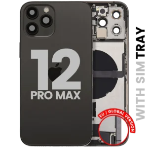 Back Housing W/ Charging Port Flex & Small Parts For iPhone 12 Pro Max (EU / Global Version) (Used OEM Pull: Grade B) (Graphite)