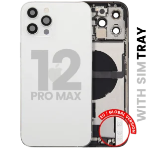 Back Housing W/ Charging Port Flex & Small Parts For iPhone 12 Pro Max (EU / Global Version) (Used OEM Pull: Grade C) (Silver)
