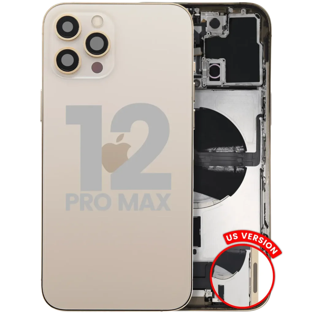 Back Housing W/ Charging Port Flex & Small Parts For iPhone 12 Pro Max (US Version) (Used OEM Pull: Grade B) (Gold)