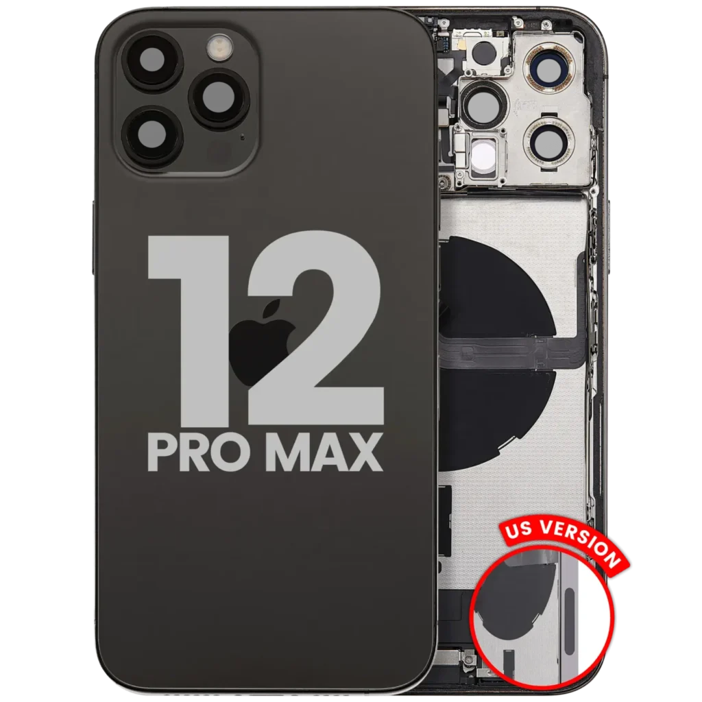 Back Housing W/ Charging Port Flex & Small Parts For iPhone 12 Pro Max (US Version) (Used OEM Pull: Grade B) (Graphite)