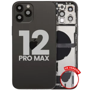 Back Housing W/ Charging Port Flex & Small Parts For iPhone 12 Pro Max (US Version) (Used OEM Pull: Grade C) (Graphite)
