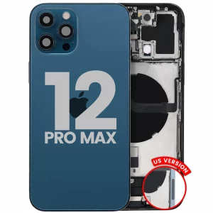 Back Housing W/ Charging Port Flex & Small Parts For iPhone 12 Pro Max (US Version) (Used OEM Pull: Grade C) (Pacific Blue)