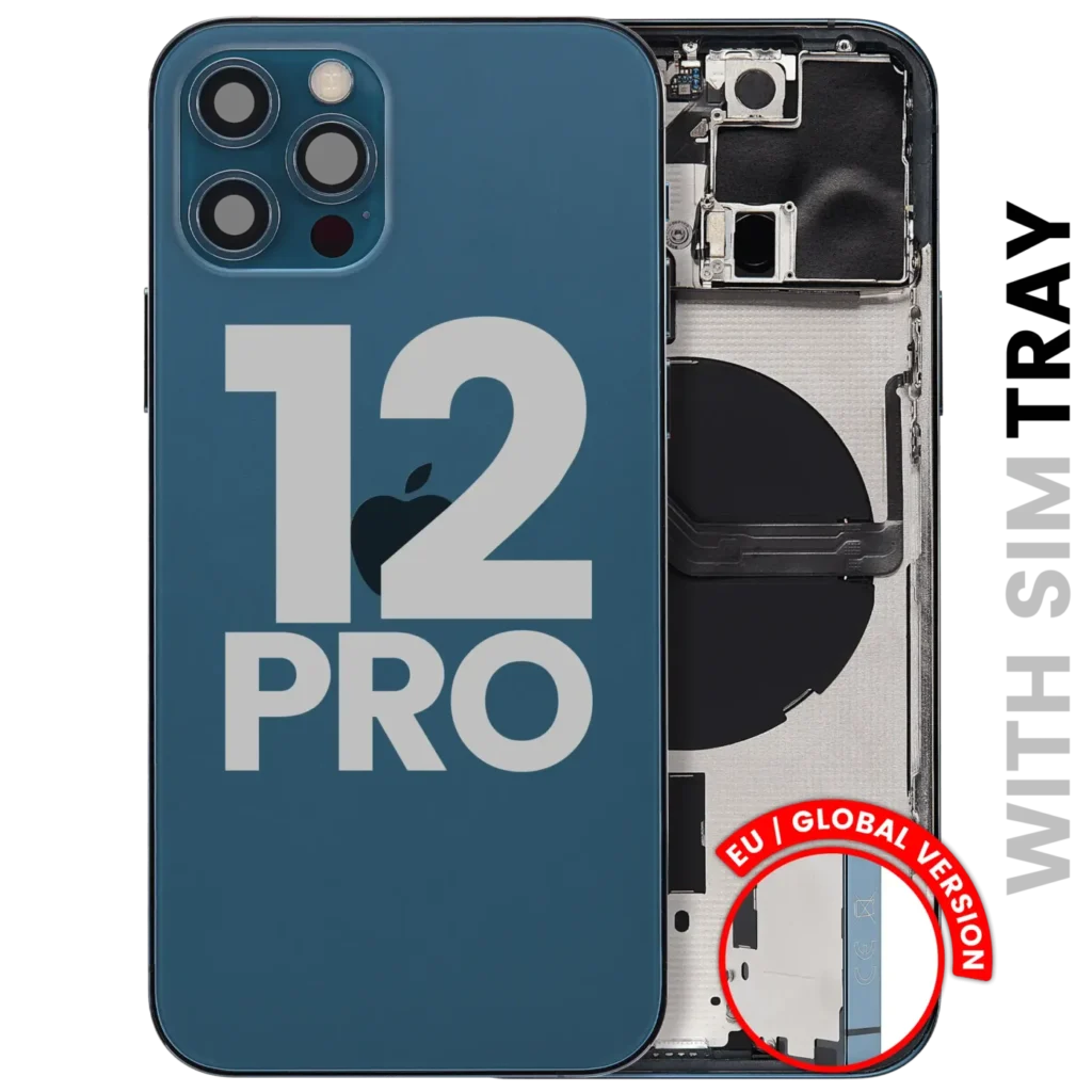 Back Housing W/ Small Parts For iPhone 12 Pro (EU / Global Version) (Used OEM Pull: Grade B) (Pacific Blue)
