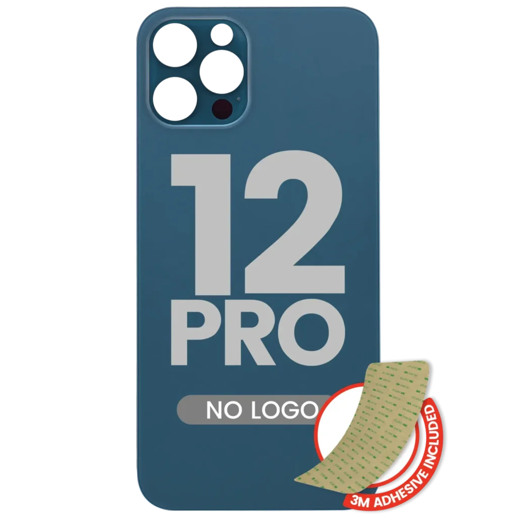 Back Glass With 3M Adhesive For iPhone 12 Pro (No Logo / Large Camera Hole) (Pacific Blue)
