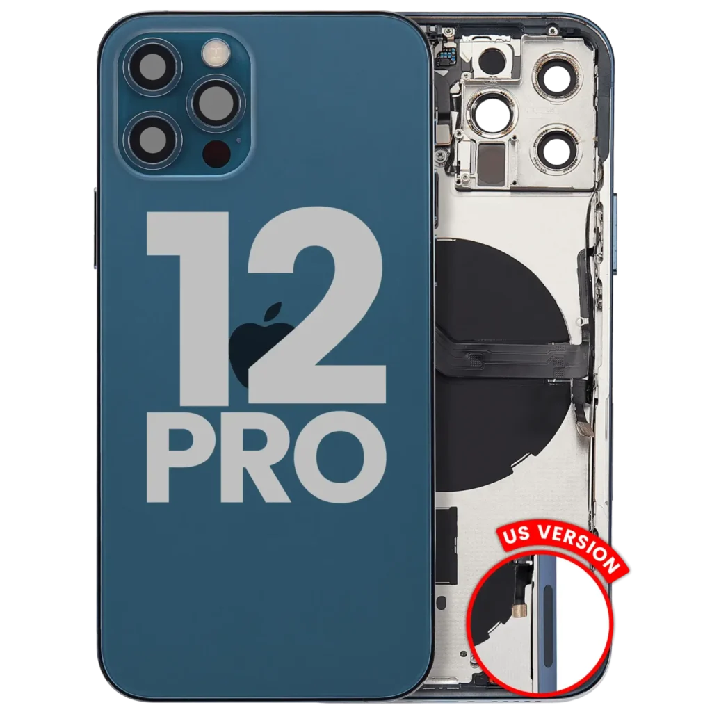 Back Housing W/ Small Parts For iPhone 12 Pro (US Version) (Used OEM Pull: Grade B) (Pacific Blue)