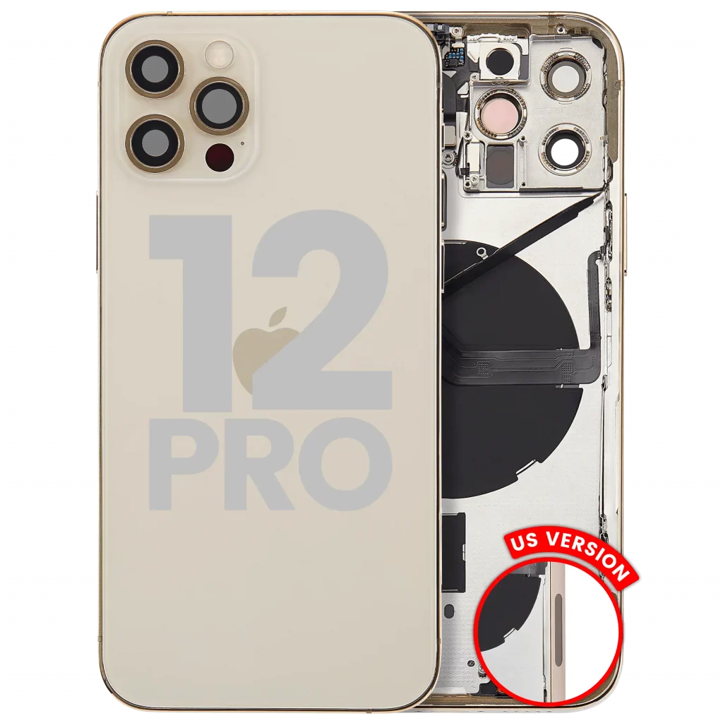 Back Housing W/ Small Parts For iPhone 12 Pro (US Version) (Used OEM Pull: Grade C) (Gold)