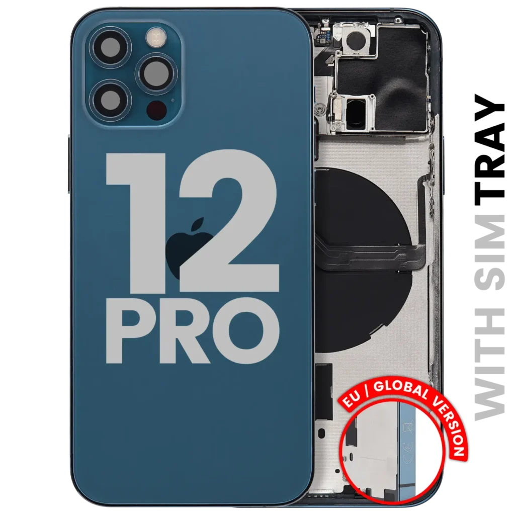 Back Housing W/ Small Parts For iPhone 12 Pro (EU / Global Version) (Used OEM Pull: Grade C) (Pacific Blue)