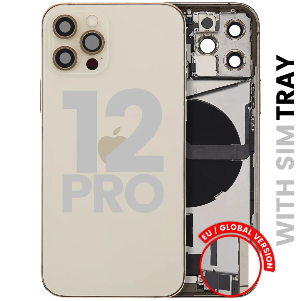 Back Housing W/ Charging Port Flex & Small Parts For iPhone 12 Pro (EU / Global Version) (Used OEM Pull: Grade A) (Gold)