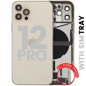 Back Housing W/ Charging Port Flex & Small Parts For iPhone 12 Pro (EU / Global Version) (Used OEM Pull: Grade A) (Gold)