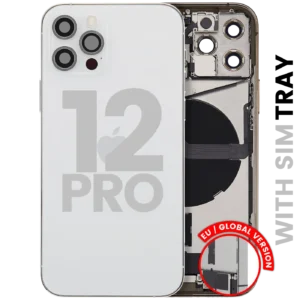 Back Housing W/ Charging Port Flex & Small Parts For iPhone 12 Pro (EU / Global Version) (Used OEM Pull: Grade A) (Silver)