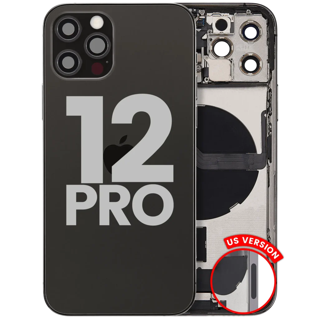 Back Housing W/ Charging Port Flex & Small Parts For iPhone 12 Pro (US Version) (Used OEM Pull: Grade A) (Graphite)