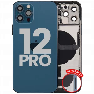 Back Housing W/ Charging Port Flex & Small Parts For iPhone 12 Pro (US Version) (Used OEM Pull: Grade A) (Pacific Blue)