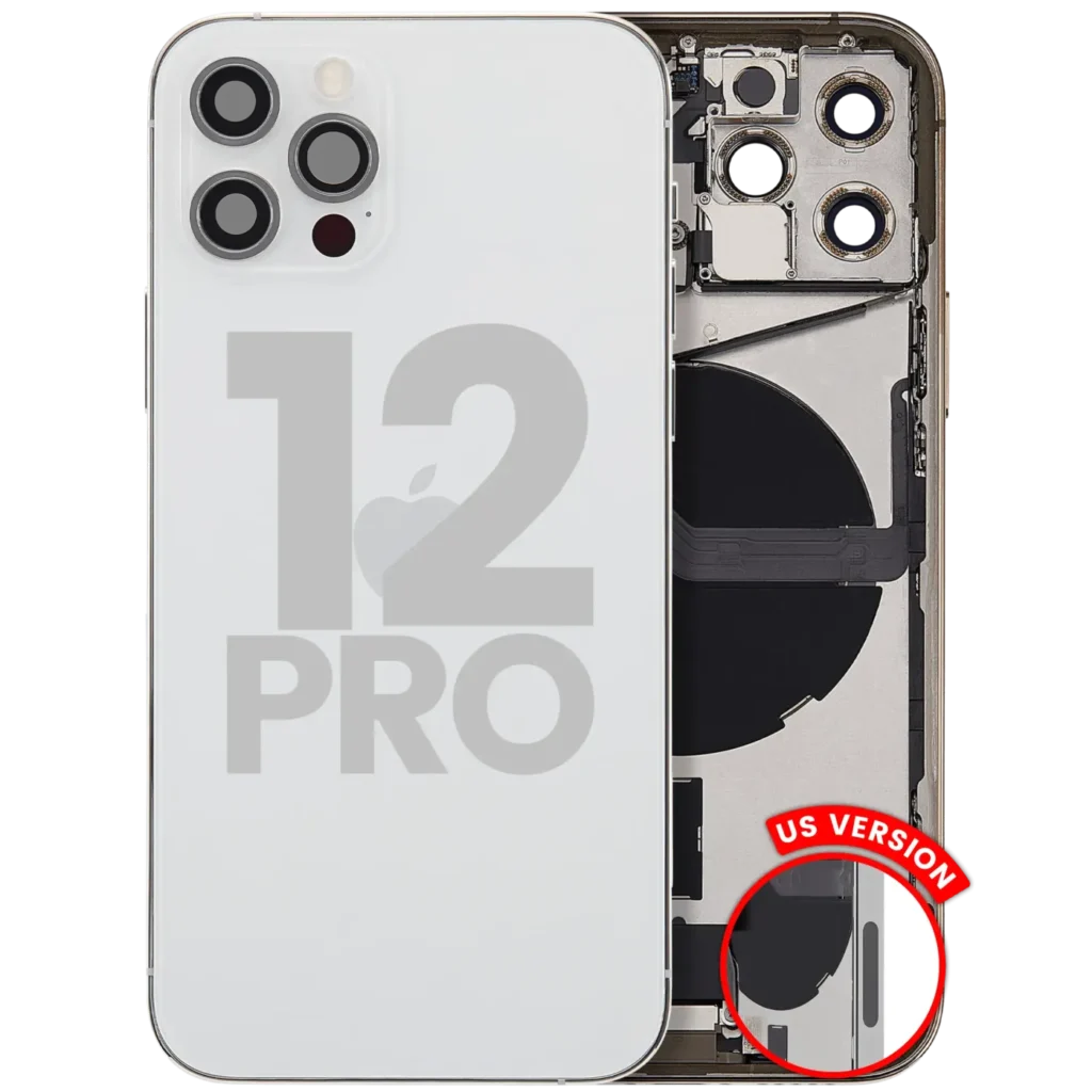 Back Housing W/ Charging Port Flex & Small Parts For iPhone 12 Pro (US Version) (Used OEM Pull: Grade B) (Silver)