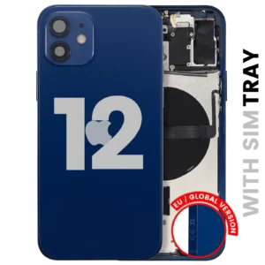 Back Housing W/ Small Parts For iPhone 12 (EU / Global Version) (Used OEM Pull: Grade B) (Blue)