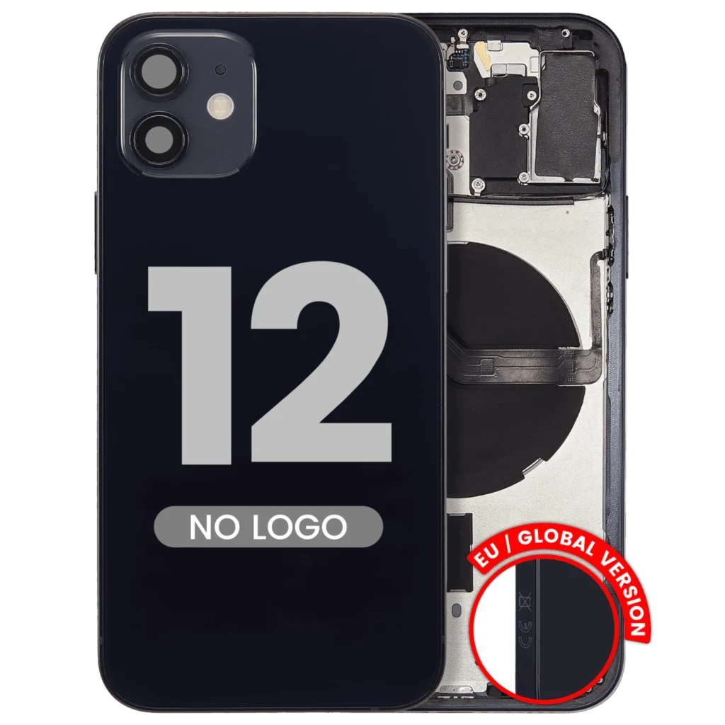 Back Housing W/ Small Parts For iPhone 12 (EU / Global Version) (Aftermarket Plus) (Black)