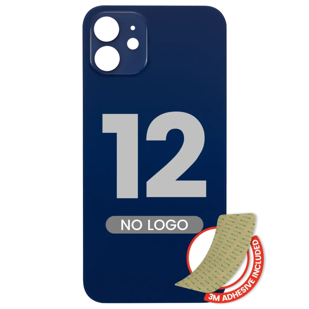 Back Glass With 3M Adhesive For iPhone 12 (No Logo / Large Camera Hole) (Blue)