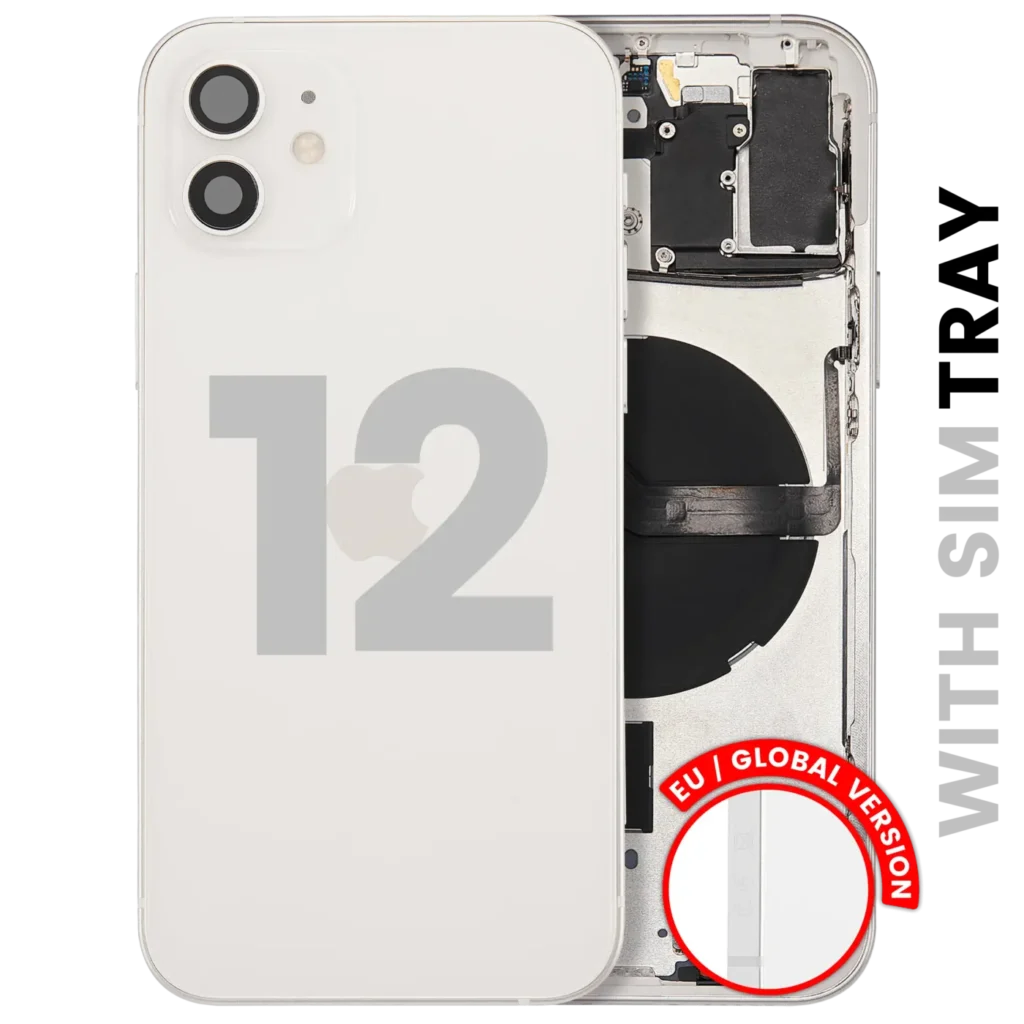 Back Housing W/ Small Parts For iPhone 12 (EU / Global Version) (Used OEM Pull: Grade A) (White)