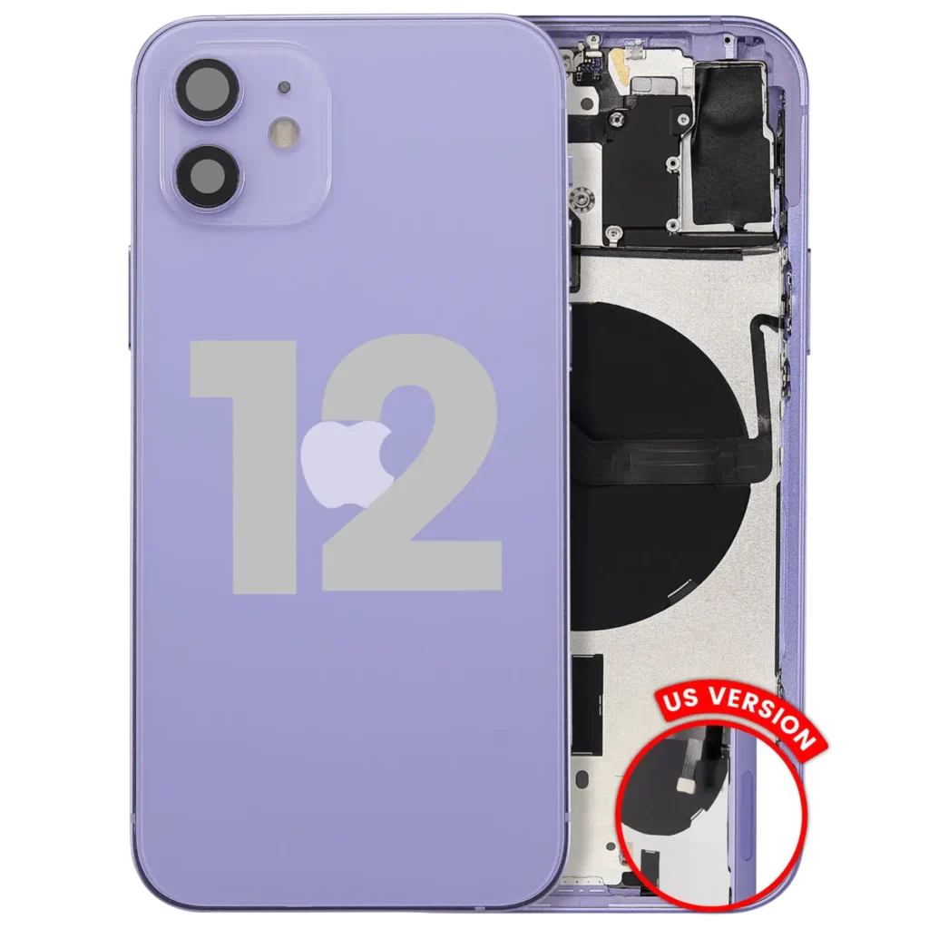 Back Housing W/ Small Parts For iPhone 12 (US Version) (Used OEM Pull: Grade A) (Purple)