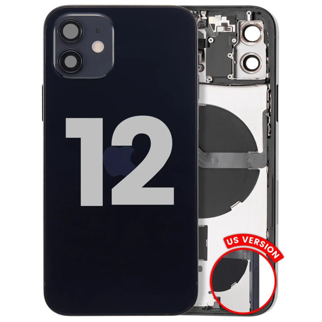 Back Housing W/ Small Parts For iPhone 12 (US Version) (Used OEM Pull: Grade A) (Black)
