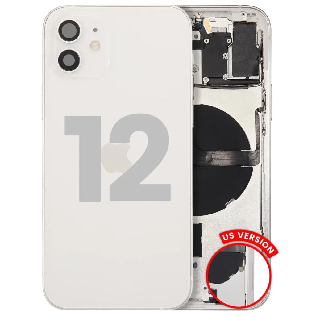 Back Housing W/ Small Parts For iPhone 12 (US Version) (Used OEM Pull: Grade A) (White)