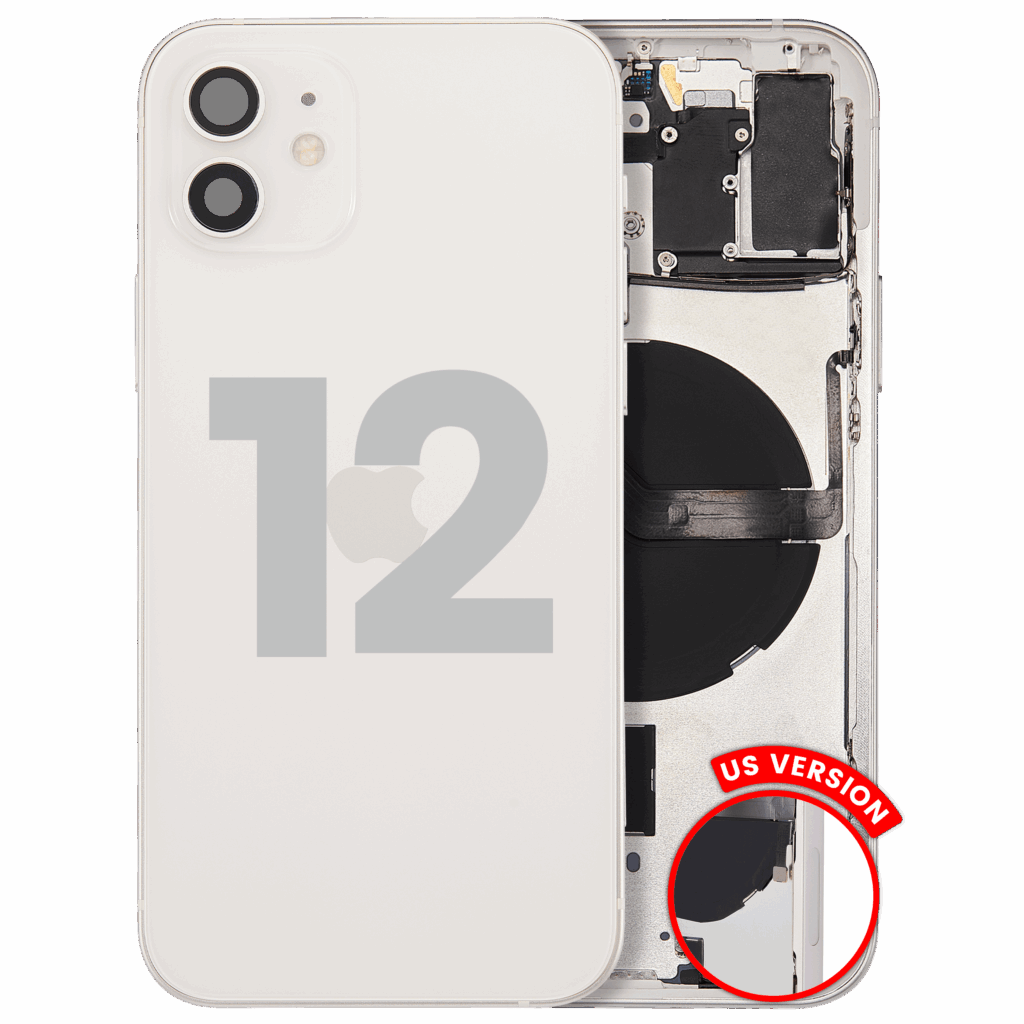 Back Housing W/ Small Parts For iPhone 12 (US Version) (Used OEM Pull: Grade B) (White)