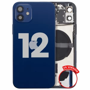 Back Housing W/ Small Parts For iPhone 12 (US Version) (Used OEM Pull: Grade B) (Blue)