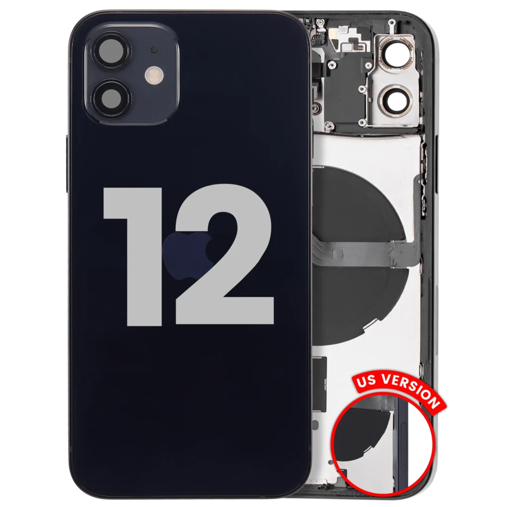 Back Housing W/ Small Parts For iPhone 12 (US Version) (Used OEM Pull: Grade C) (Black)