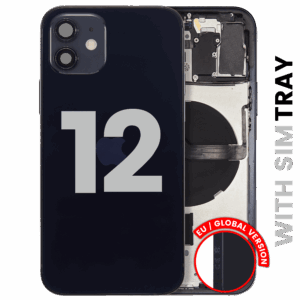 Back Housing W/ Small Parts For iPhone 12 (EU / Global Version) (Used OEM Pull: Grade C) (Black)