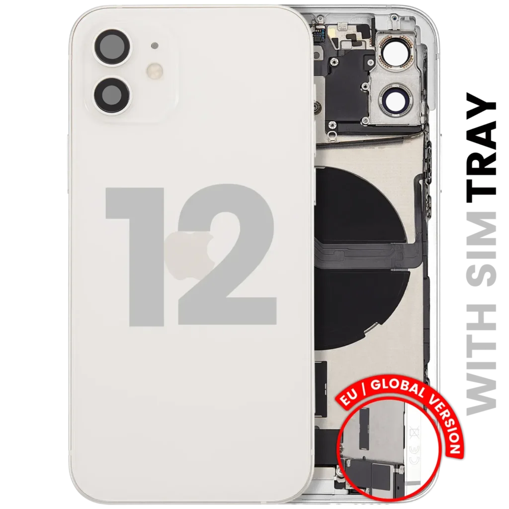 Back Housing W/ Charging Port Flex & Small Parts For iPhone 12 (EU / Global Version) (Used OEM Pull: Grade A) (White)