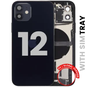 Back Housing W/ Charging Port Flex & Small Parts For iPhone 12 (EU / Global Version) (Used OEM Pull: Grade B) (Black)