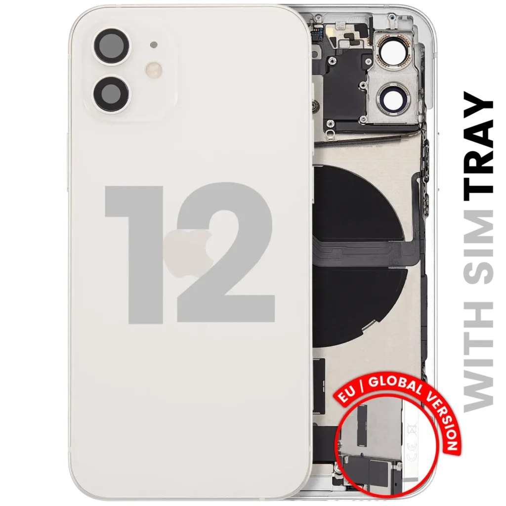 Back Housing W/ Charging Port Flex & Small Parts For iPhone 12 (EU / Global Version) (Used OEM Pull: Grade B) (White)