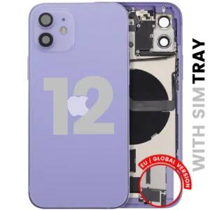 Back Housing W/ Charging Port Flex & Small Parts For iPhone 12 (EU / Global Version) (Used OEM Pull: Grade C) (Purple)