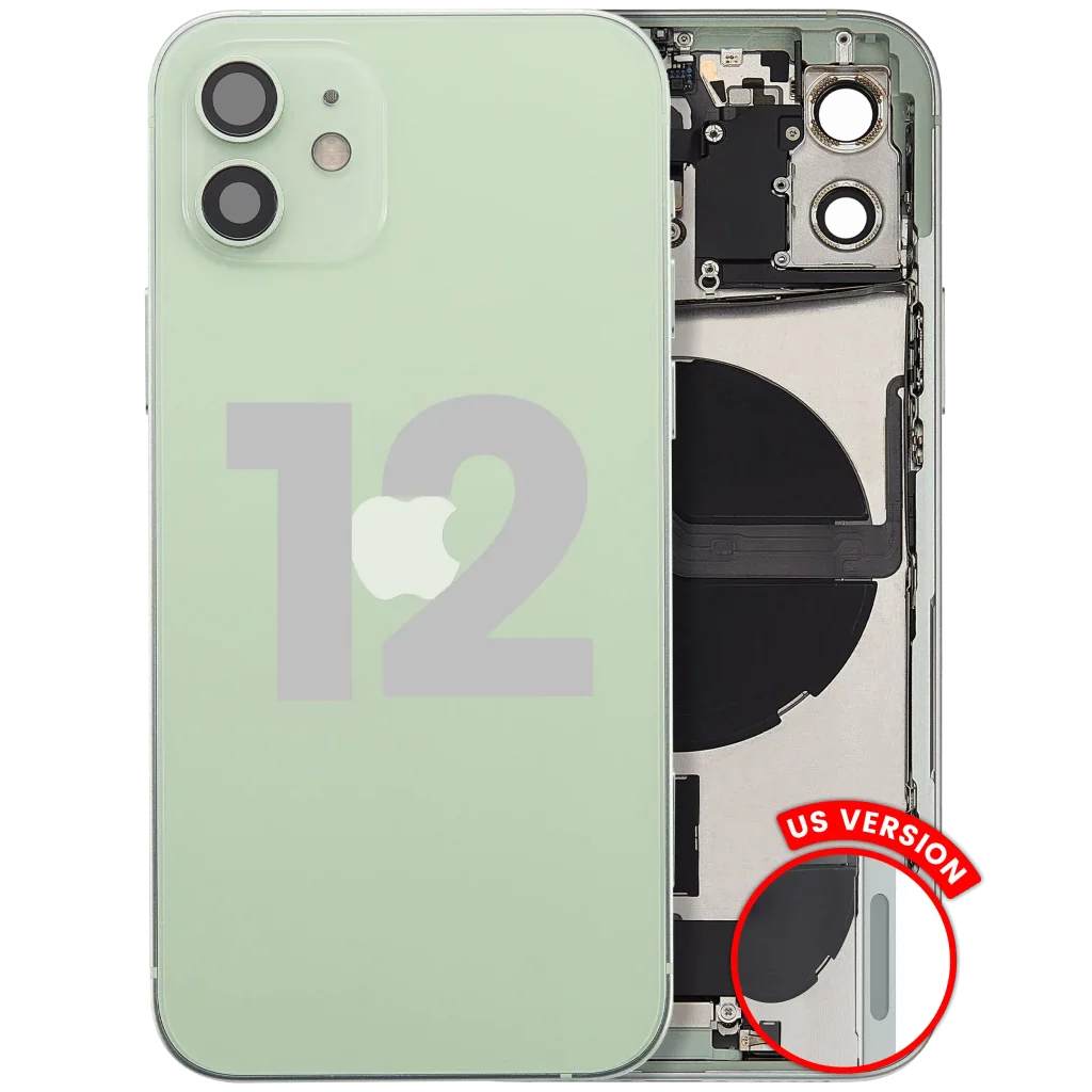 Back Housing W/ Charging Port Flex & Small Parts For iPhone 12 (US Version) (Used OEM Pull: Grade A) (Green)