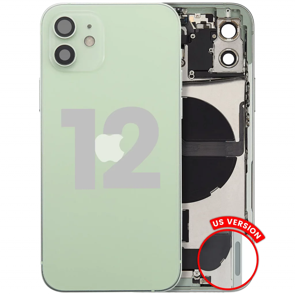 Back Housing W/ Charging Port Flex & Small Parts For iPhone 12 (US Version) (Used OEM Pull: Grade C) (Green)