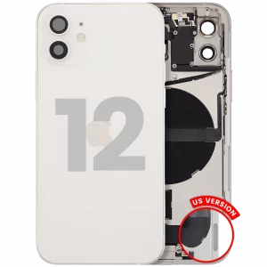 Back Housing W/ Charging Port Flex & Small Parts For iPhone 12 (US Version) (Used OEM Pull: Grade C) (White)