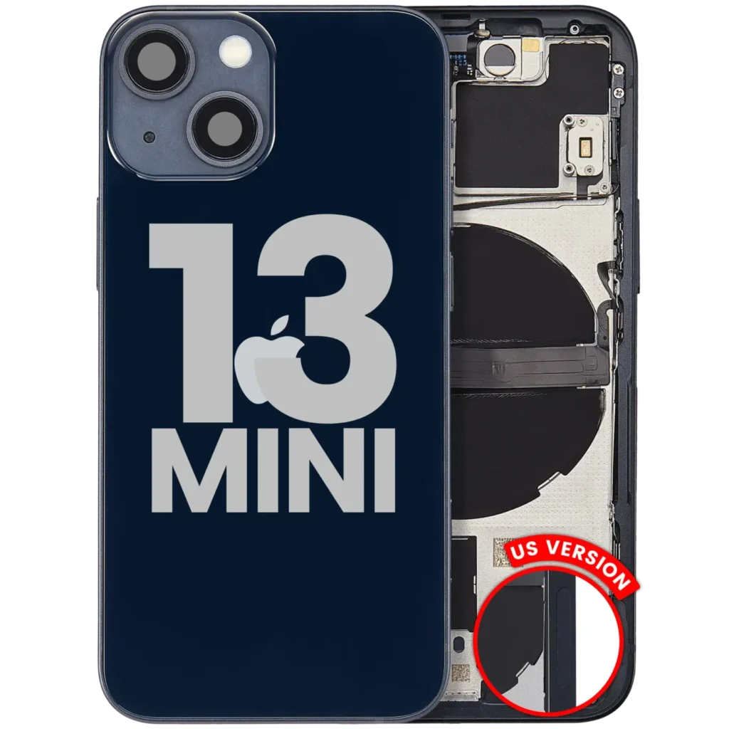 Back Housing W/ Small Parts For iPhone 13 Mini (US Version) (Used OEM Pull: Grade C) (Midnight)
