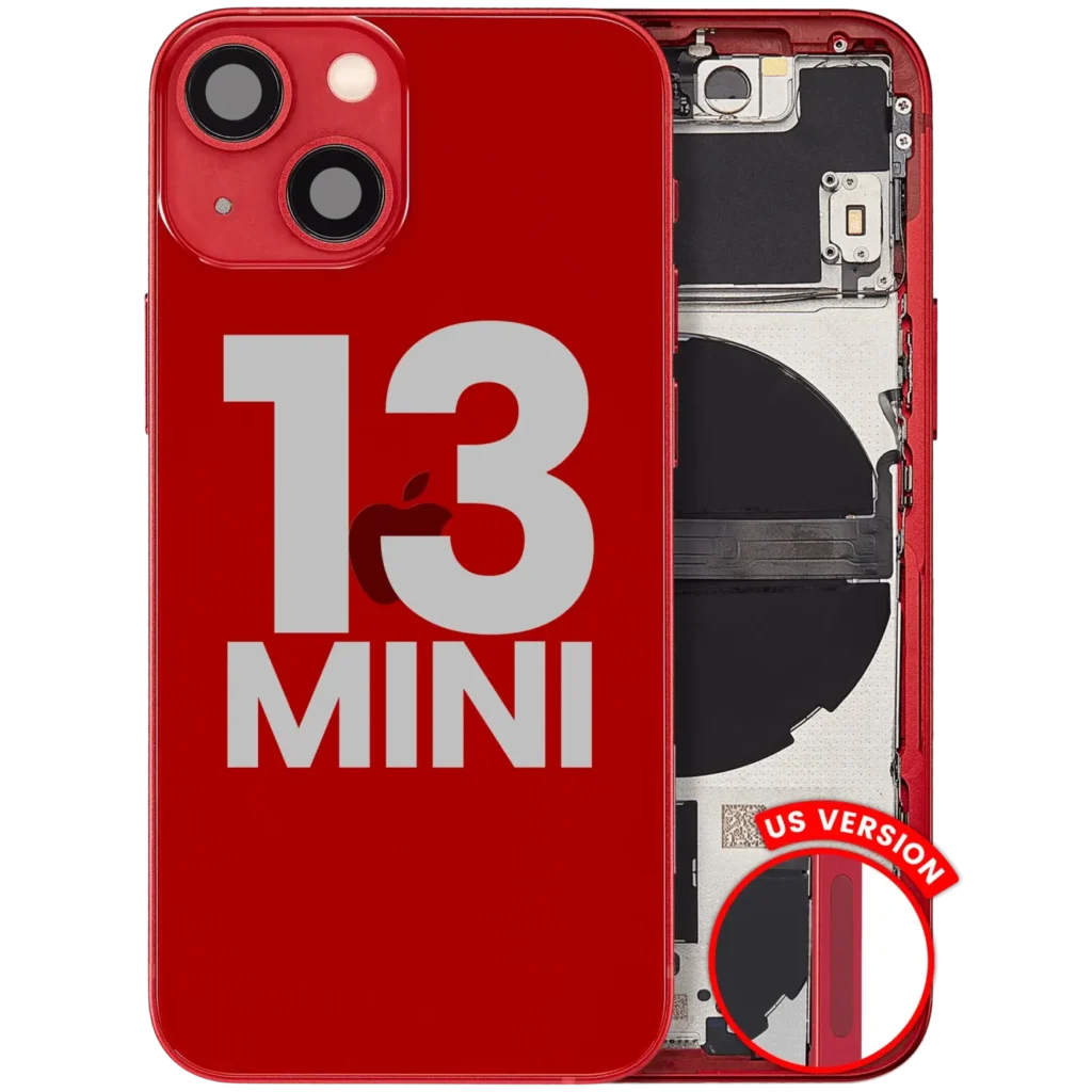 Back Housing W/ Small Parts For iPhone 13 Mini (US Version) (Used OEM Pull: Grade C) (Red)