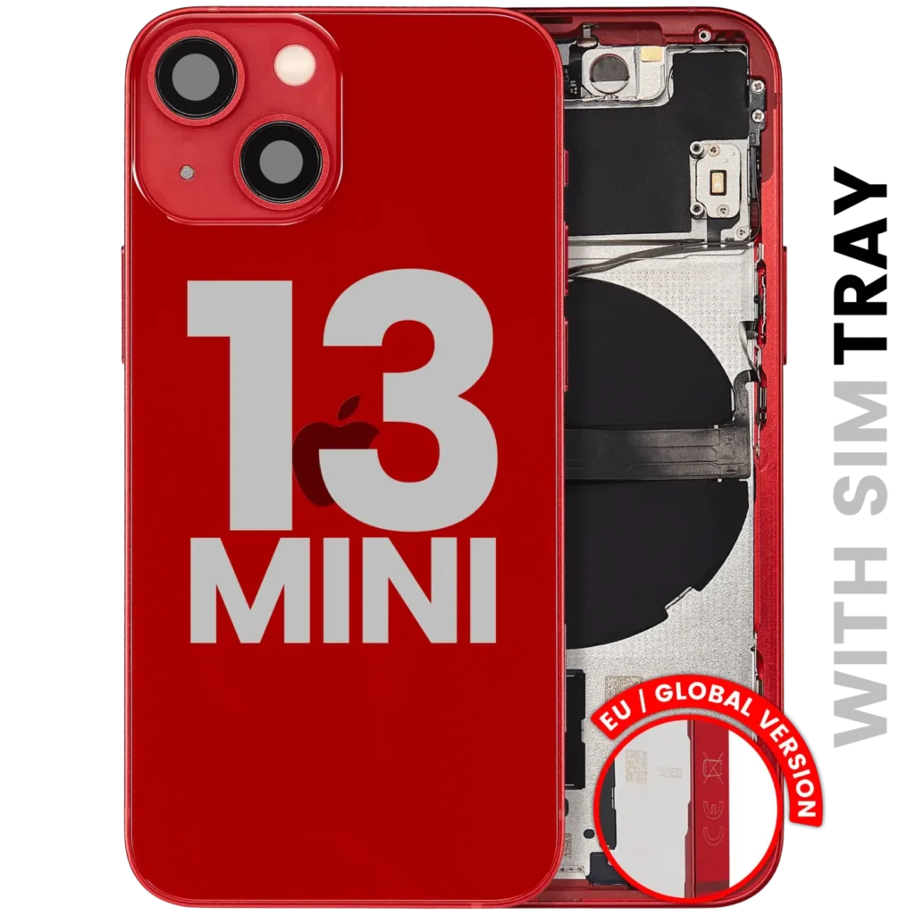 Back Housing W/ Small Parts For iPhone 13 Mini (EU / Global Version) (Used OEM Pull: Grade A) (Red)