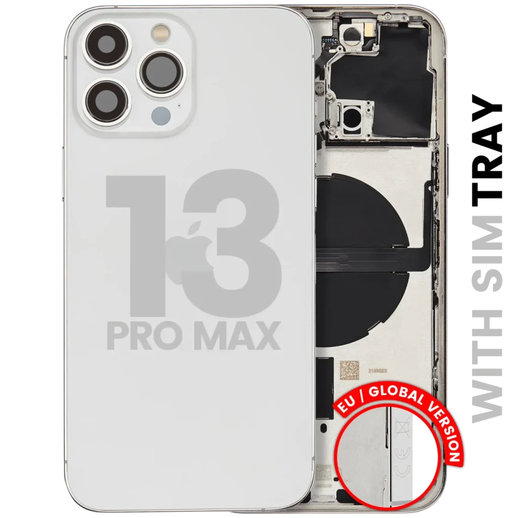 Back Housing W/ Small Parts For iPhone 13 Pro Max (EU / Global Version) (Used OEM Pull: Grade C) (Silver)